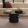 Adam 100cm Oval Jet Black Mango Wood & Black Marble Coffee Table