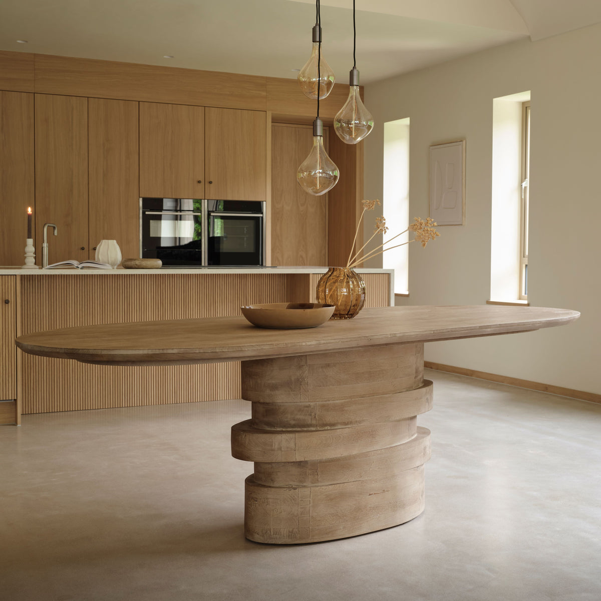 Adam 240cm Almond Brown Oval Dining Table