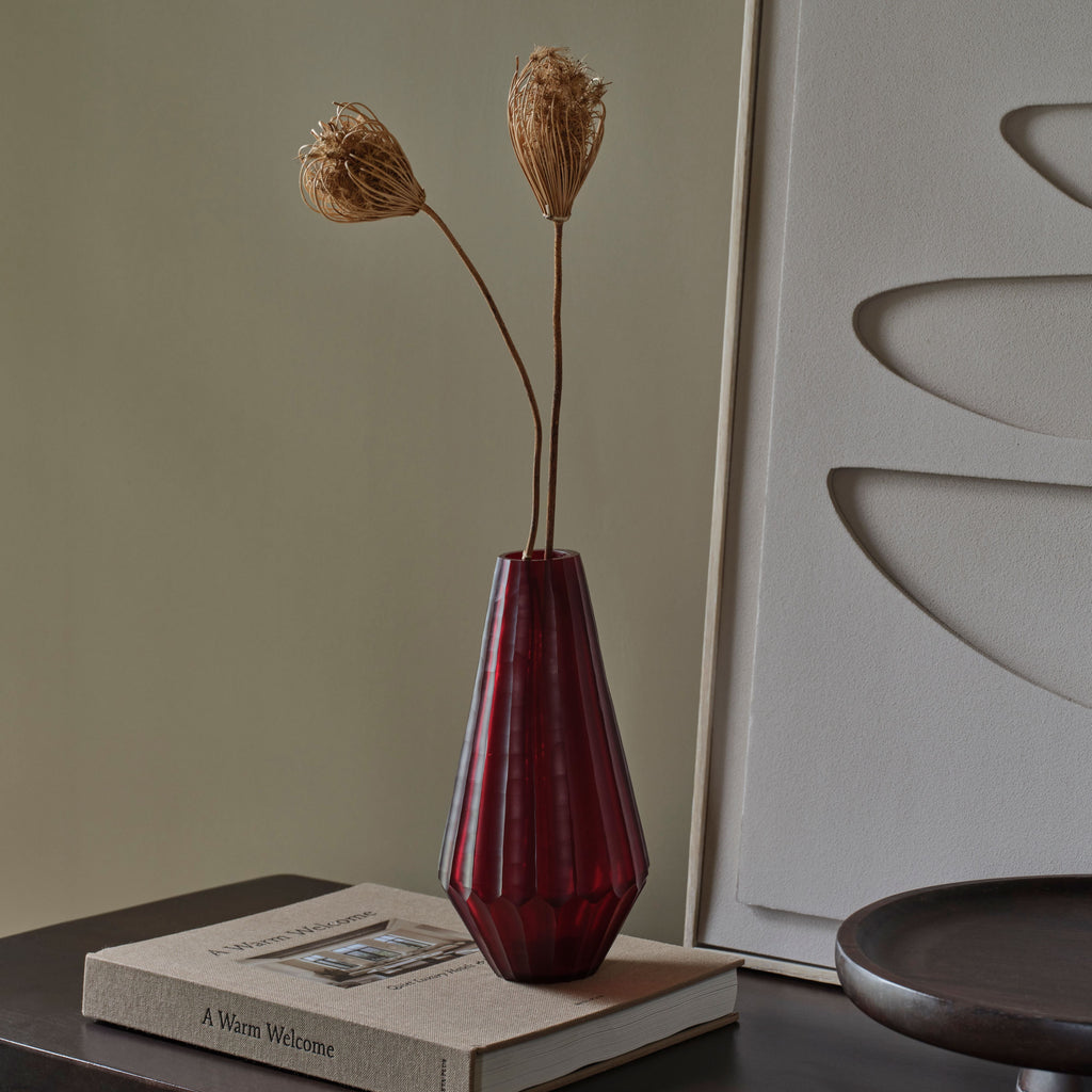 Moura Glass Vase - Set of 2 - Burgundy Red