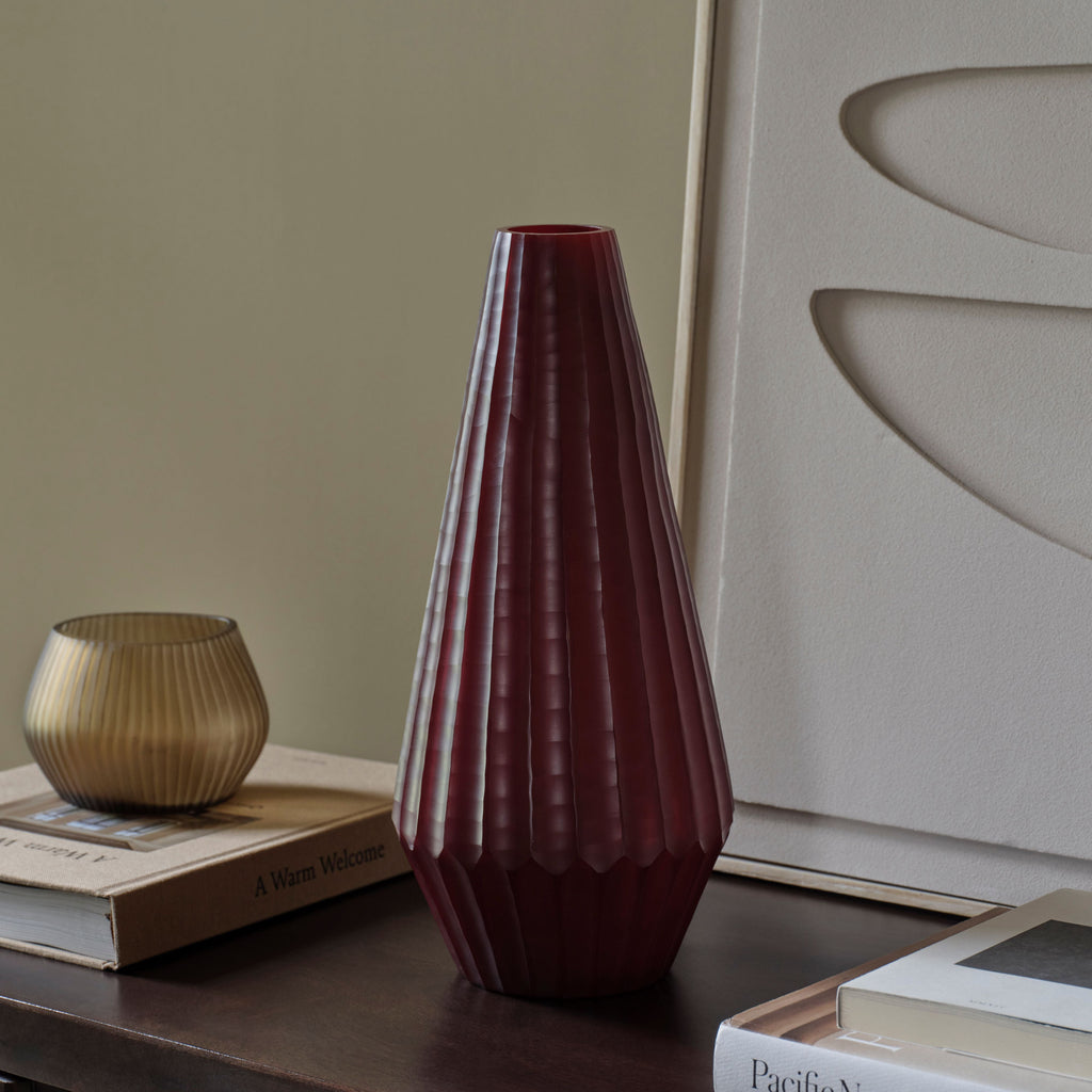 Moura Glass Vase - Set of 2 - Burgundy Red