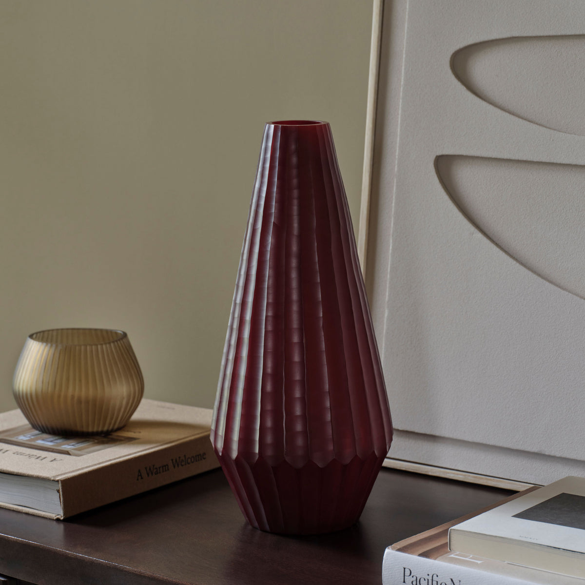 Moura Glass Vase - Set of 2 - Burgundy Red