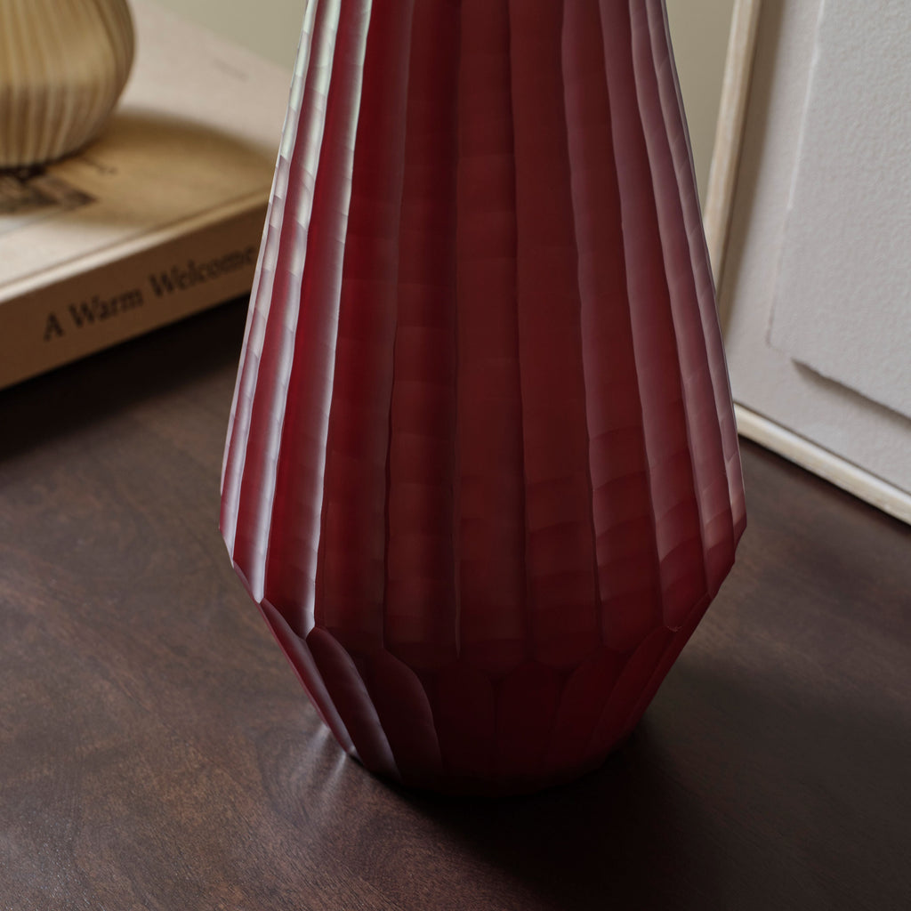 Moura 23.5cm Glass Vase - Burgundy Red