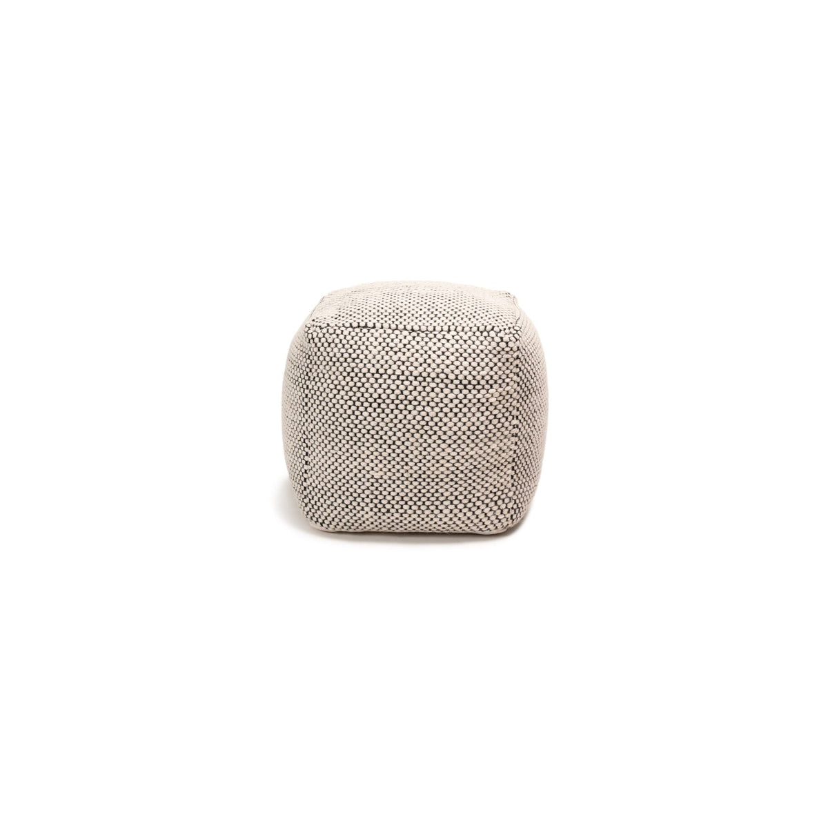 OUTLET - Atcham Wool & Cotton Ottoman Stool - Black/Natural