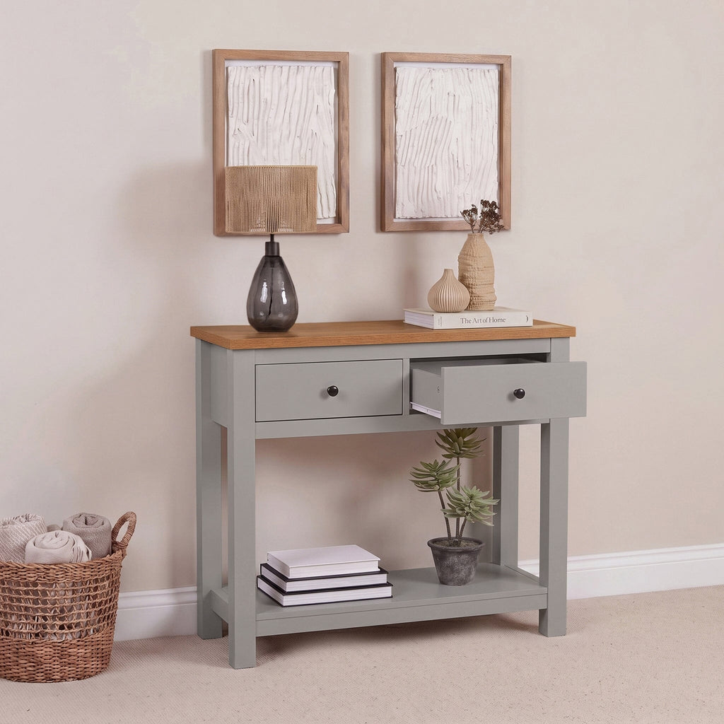 Bampton Stone Grey 2 Drawer Console Table