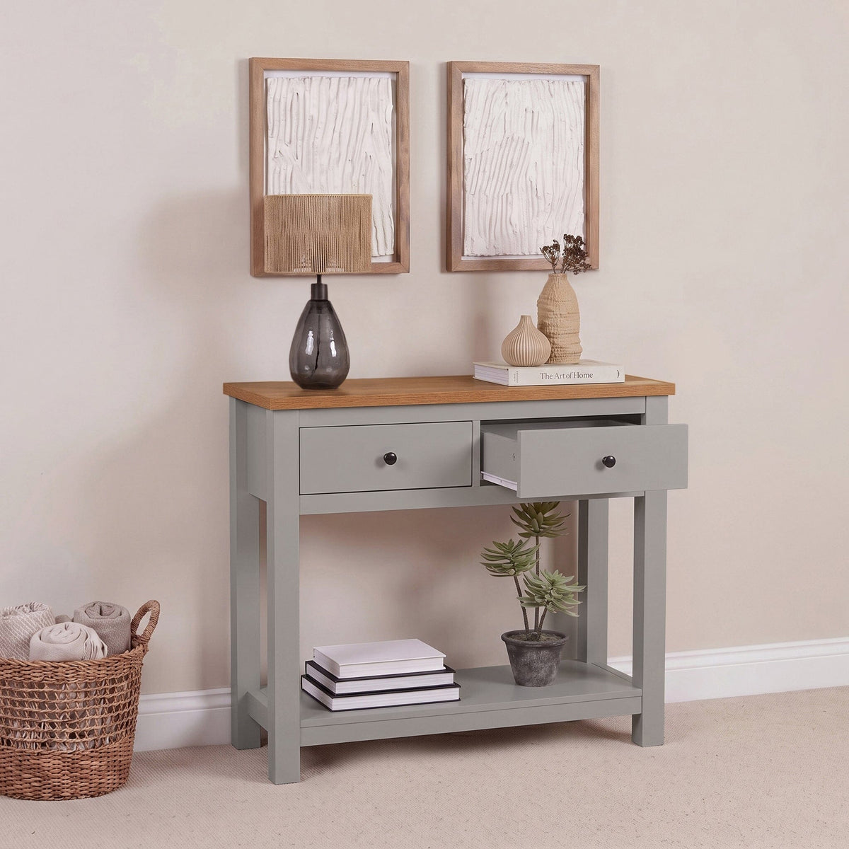 Bampton Stone Grey 2 Drawer Console Table
