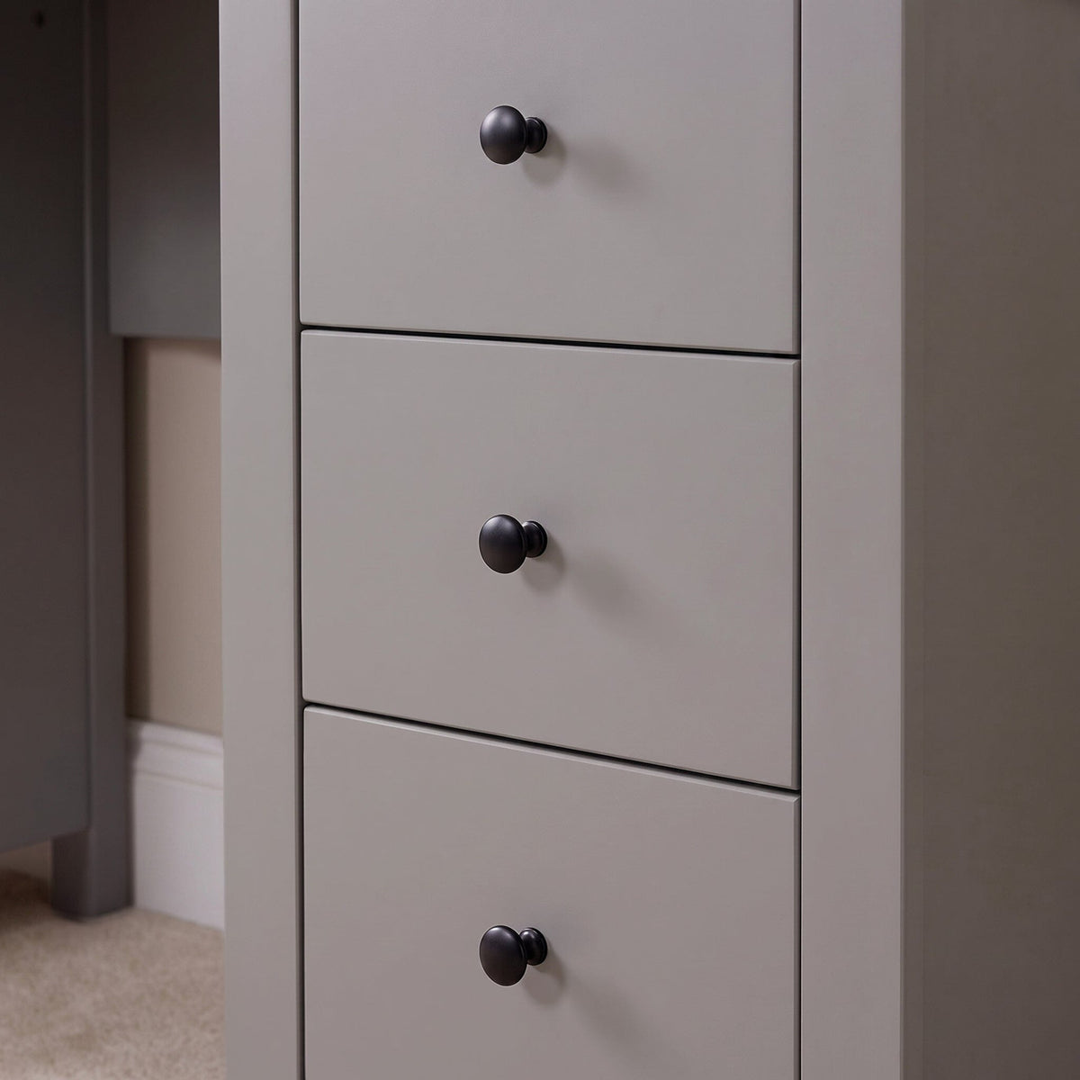 Bampton 3 Drawer Desk - Stone Grey