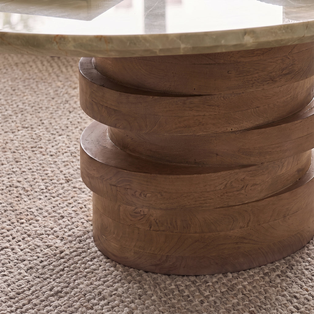 Adam 100cm Oval Almond Brown & Lady Grey Marble Coffee Table