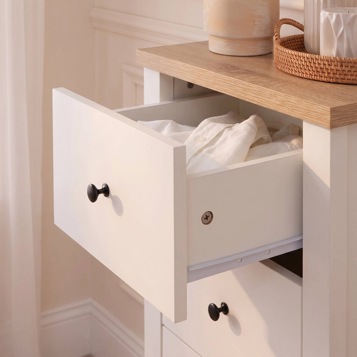 Bampton 5 Drawer Tallboy - Alabaster White