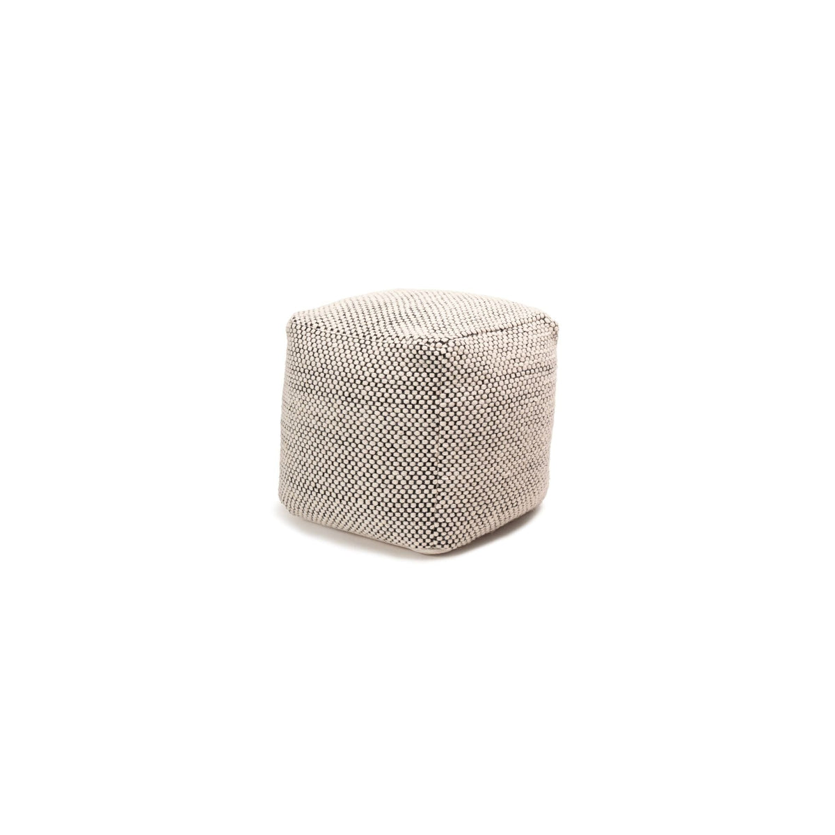 OUTLET - Atcham Wool & Cotton Ottoman Stool - Black/Natural