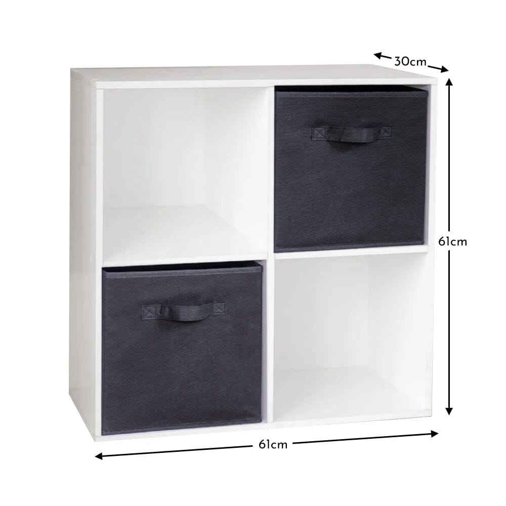 Cara Wooden 4 Cube Storage Unit - Black Baskets