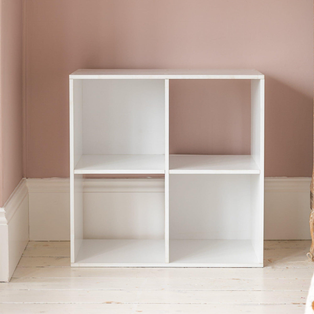 Cara 4 Cube Chalk White Bookcase Wooden Display Unit Shelving Storage Bookshelf Shelves - No Basket