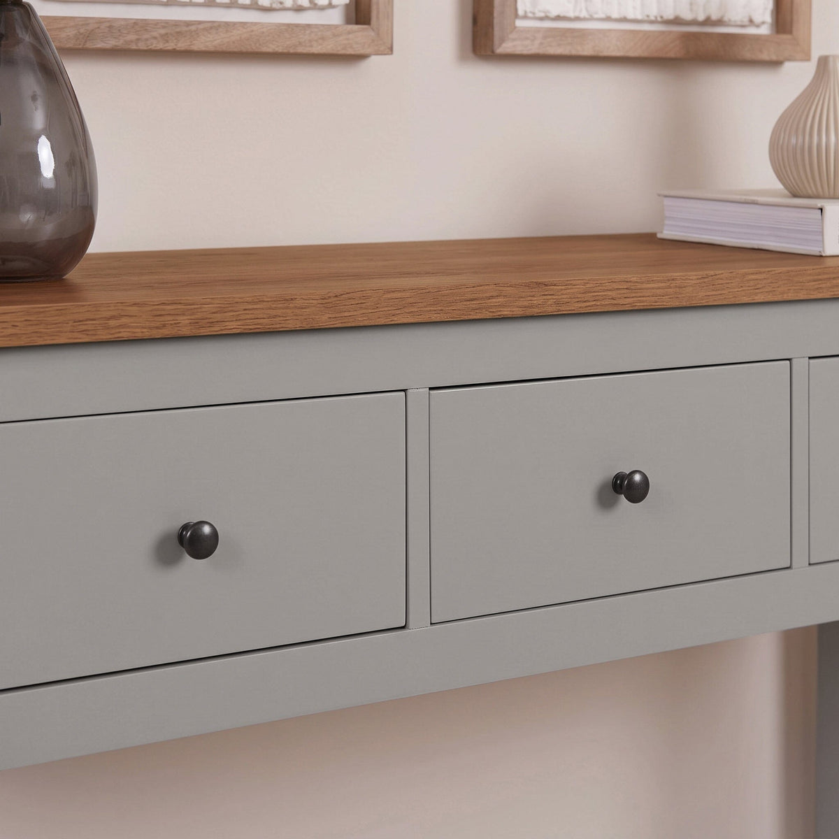 Bampton Stone Grey 3 Drawer Console Table