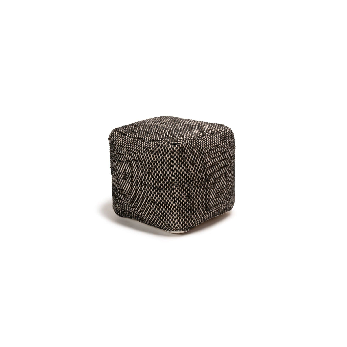 Outlet - Atcham Wool & Cotton Ottoman Stool - Black