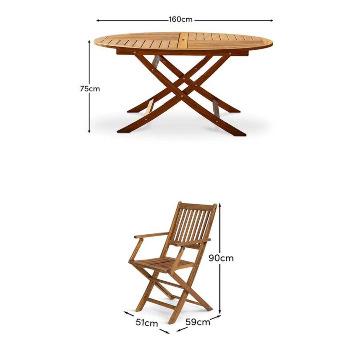 Ashby 8 Seater Wooden Round Garden Dining Set with Arms - 160cm