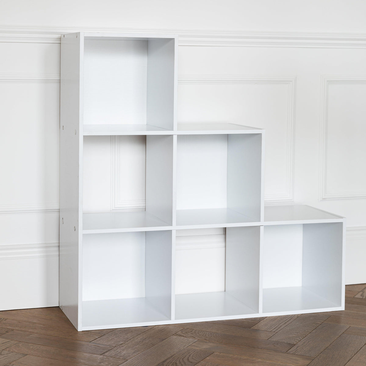 Cara 6 Cube Bookcase Ladder Storage Unit - Chalk White