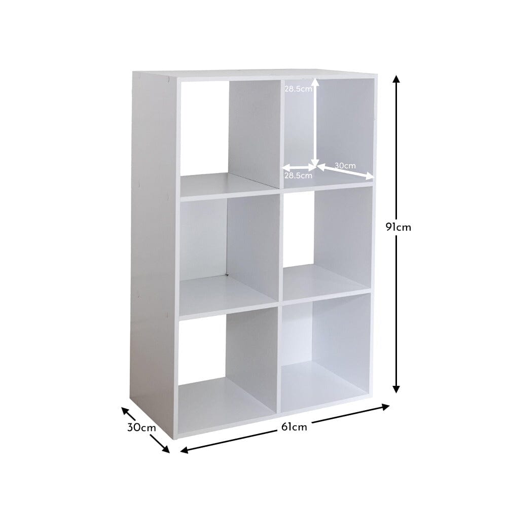 Cara 6 Cube Chalk White Bookcase Wooden Display Unit Shelving Storage Bookshelf Shelves - No Basket