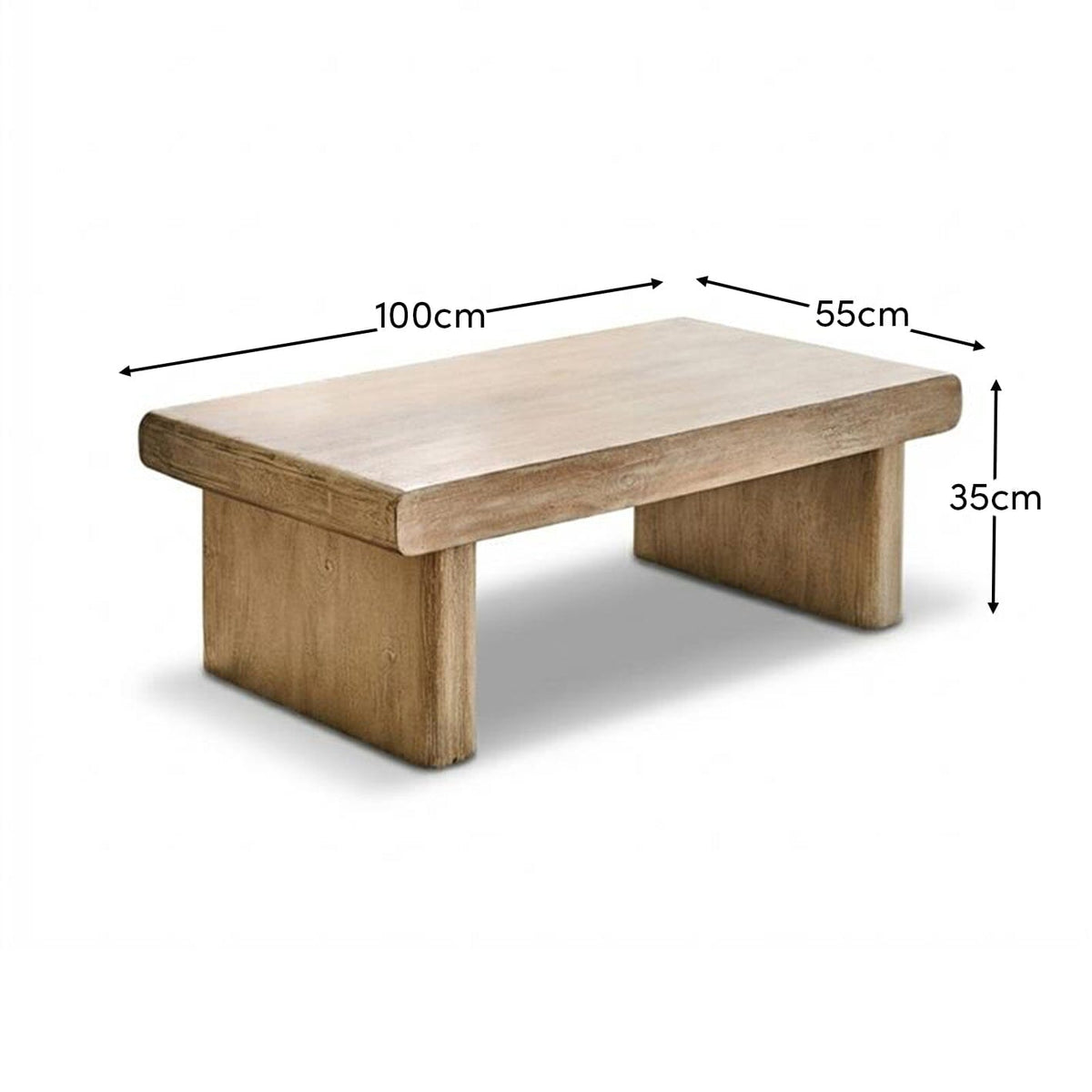 Outlet - Nevaeh 100cm Rectangular Chalked Mango Wood Coffee Table