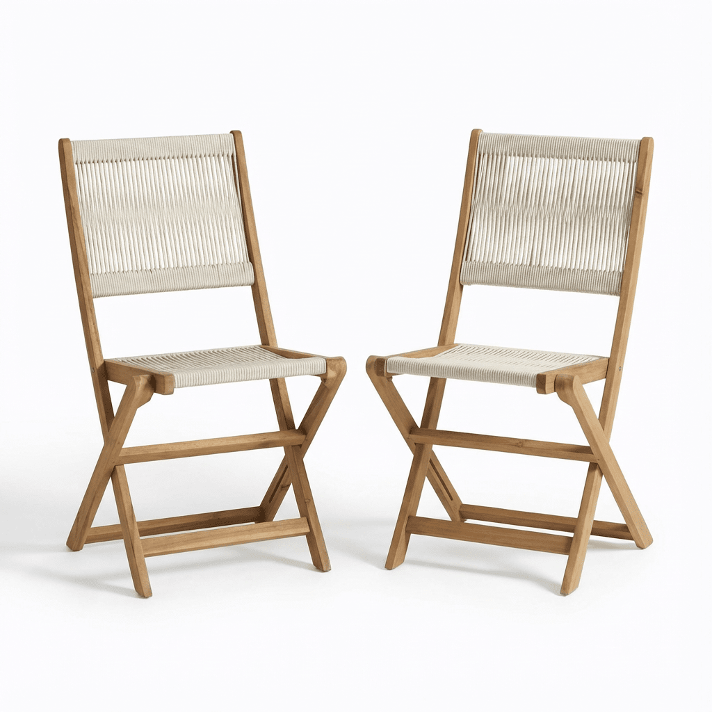Willow 6 Seater White Acacia Oval Garden Dining Set with Cove Beige Rope Chairs