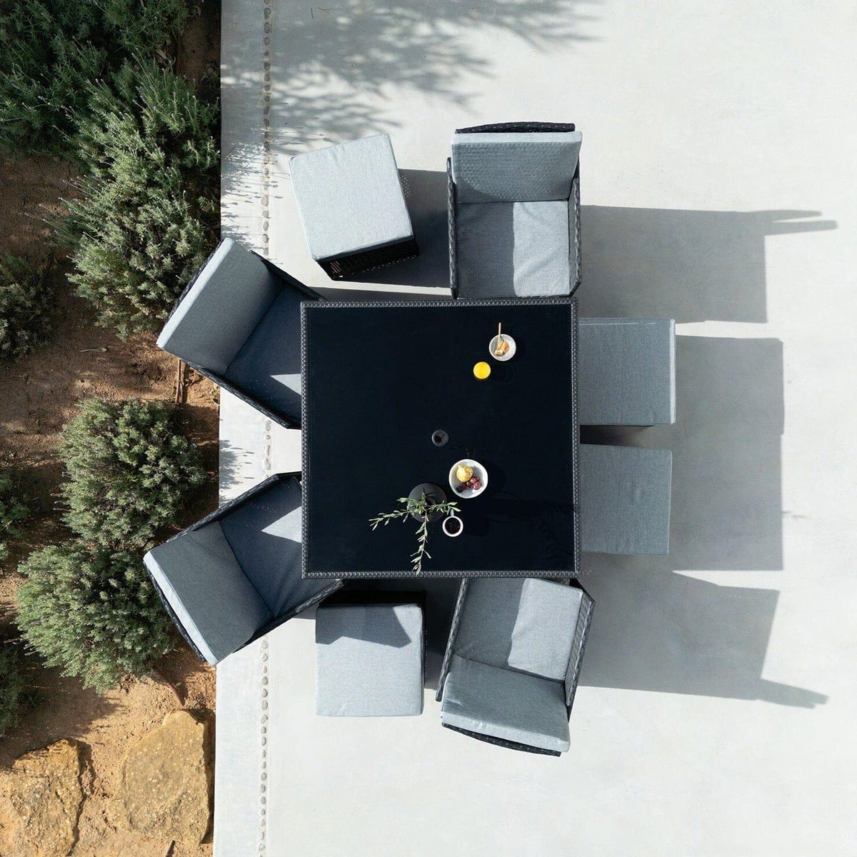 Cube 8 Seater Rattan Outdoor Dining Set - Black Weave