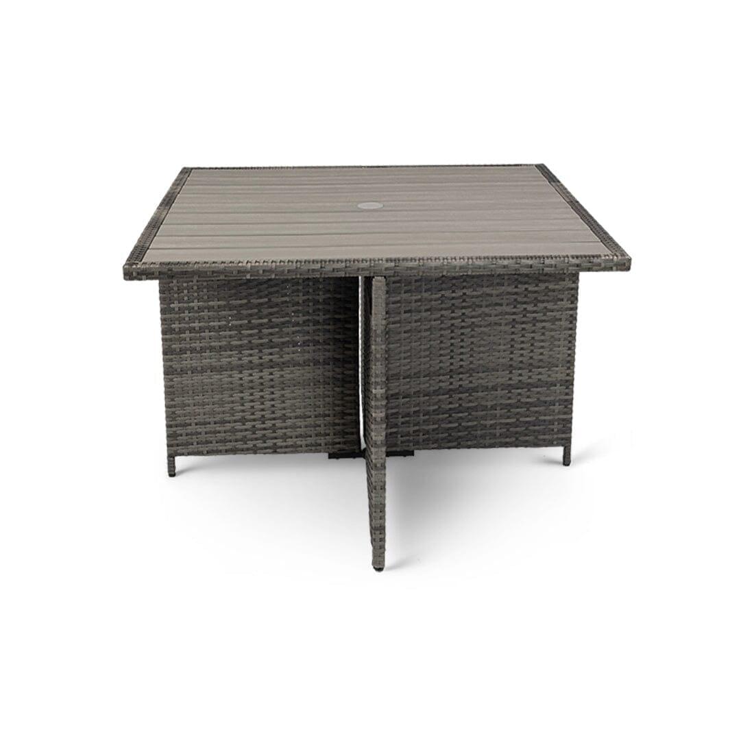 Cube 8 Seater Rattan Outdoor Dining Set - Grey Weave Polywood Top