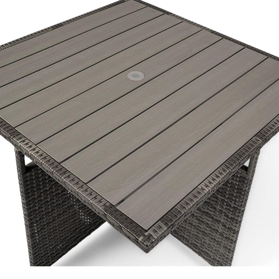 Cube 8 Seater Rattan Outdoor Dining Set - Grey Weave Polywood Top