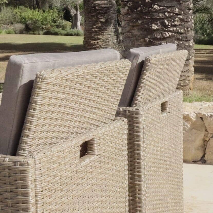 Cube 8 Seater Rattan Outdoor Dining Set -  Natural Brown Weave Polywood Top