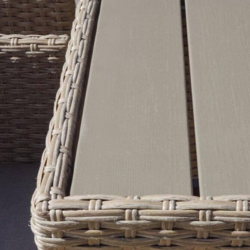 Cube 8 Seater Rattan Outdoor Dining Set -  Natural Brown Weave Polywood Top