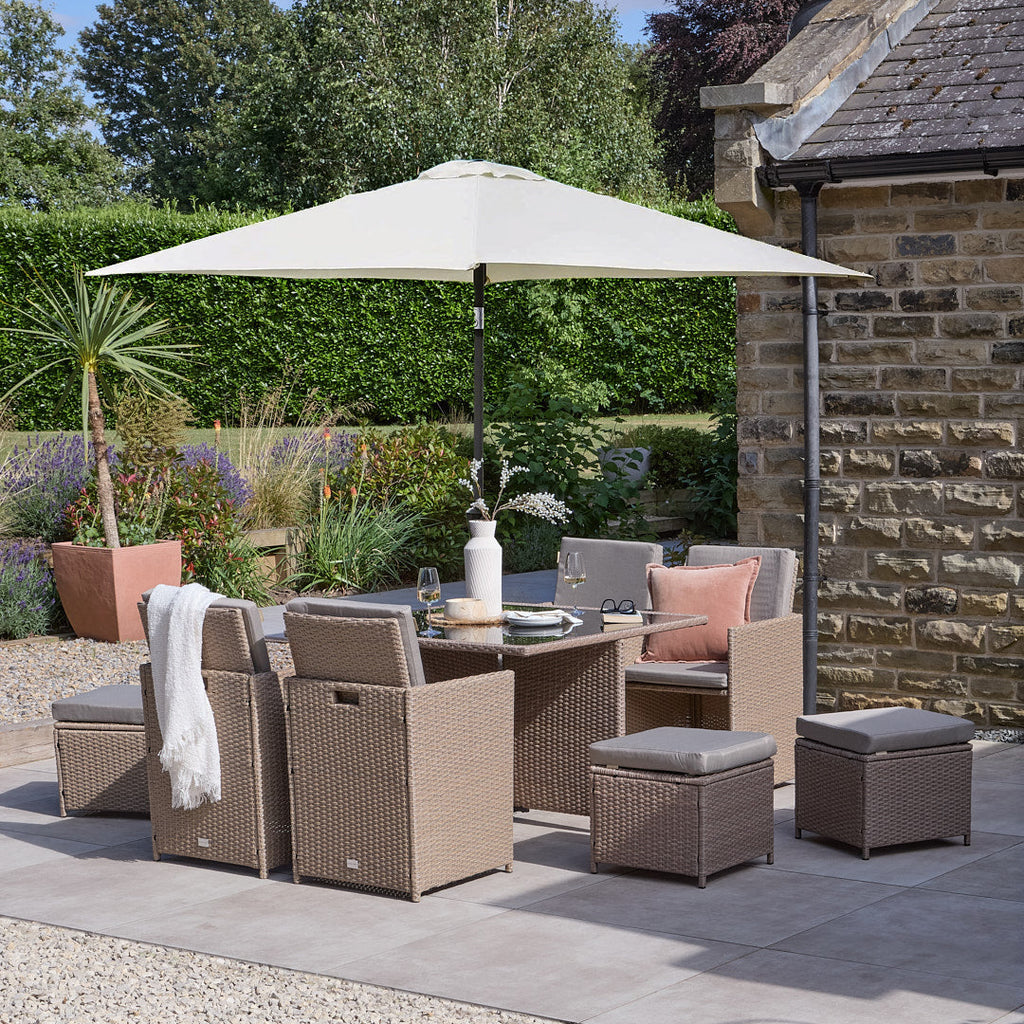 Cream Parasol - 2m Square with Black Base