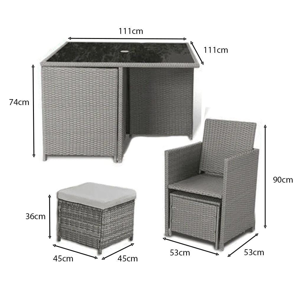 Cube 8 Seater Outdoor Dining Set - Natural Brown Weave Black Glass Top