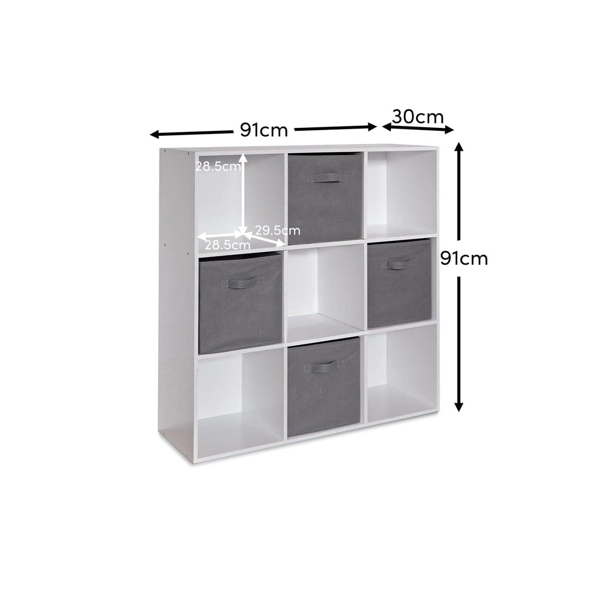 Cara 9 Cube Storage Unit & 4 Grey Handled Box Drawers
