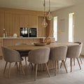 Adam 240cm Almond Brown Oval Dining Table Set - 8 Seater - Archer Natural Brown Dining Chairs - Almond Brown Legs