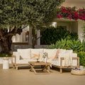Akira 6 Seater Wooden Garden Corner Sofa with Akira Coffee Table