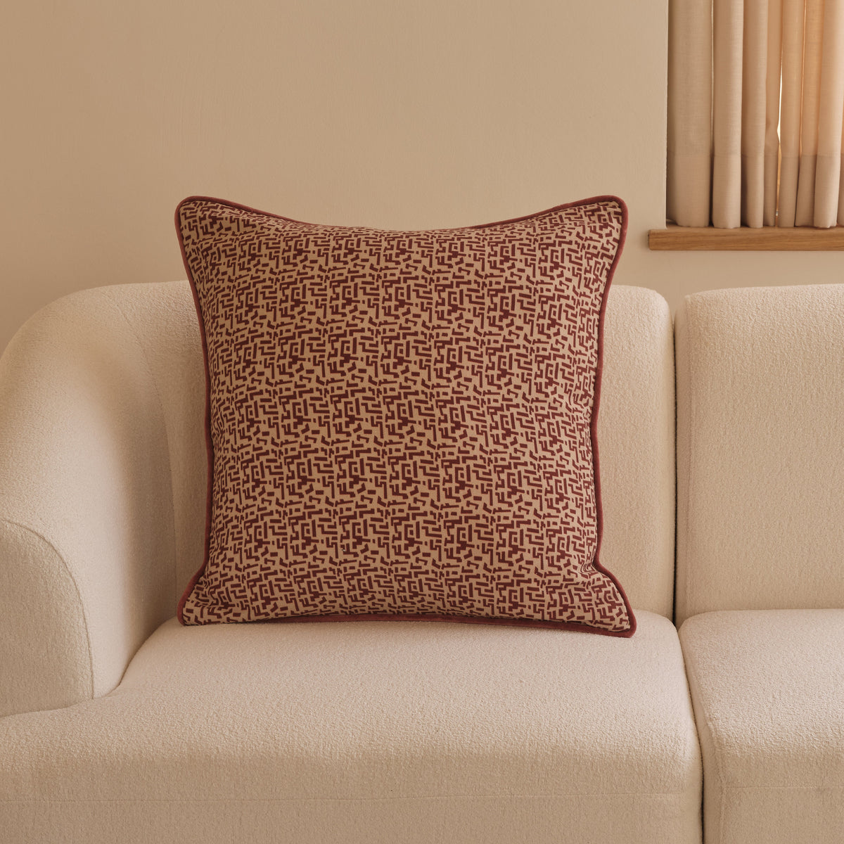 Aldeburgh 57x57cm Cushion Cover - Russet Red Abstract