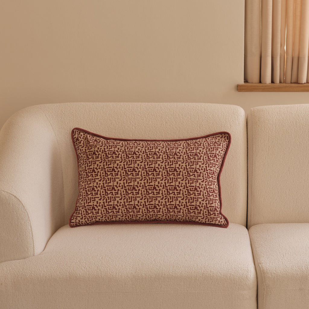 Aldeburgh 35x55cm Cushion Cover - Russet Red Abstract