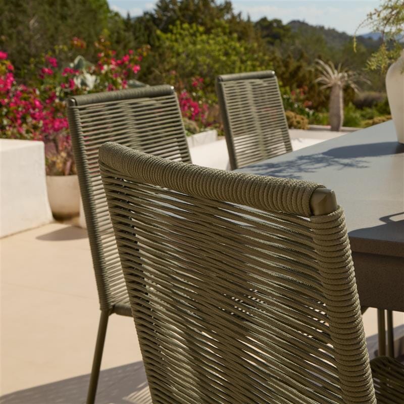 Amelia 6 Seater Dove Grey Concrete Garden Dining Set with Ryder Khaki Chairs