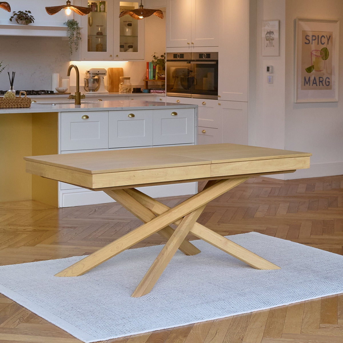 Amelia Pale Oak Wood Dining Table - Extendable