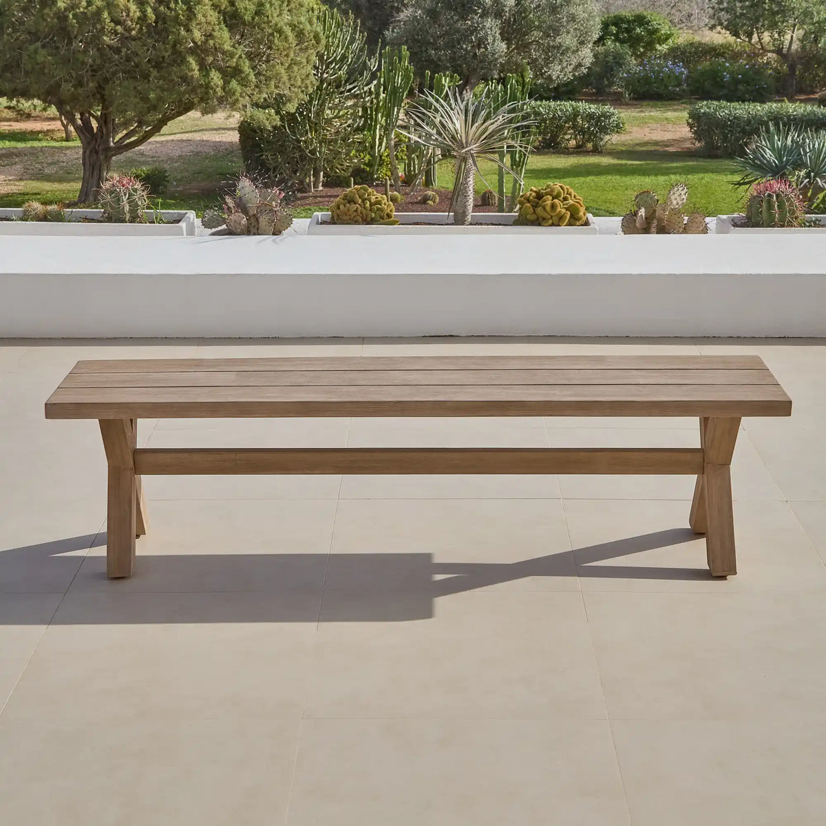 Palm 6 Seater Wooden Garden Dining Set with 4 Shiro Chairs & Charlotte Bench