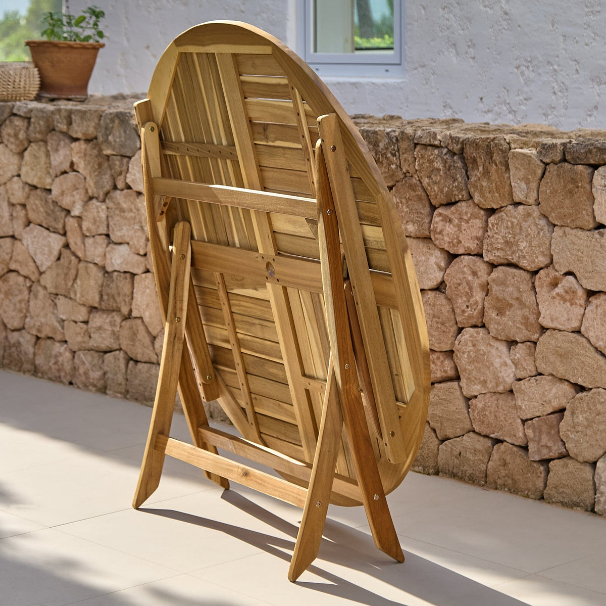 Ashby 6 Seater Wooden Round Folding Garden Dining Table - 130cm