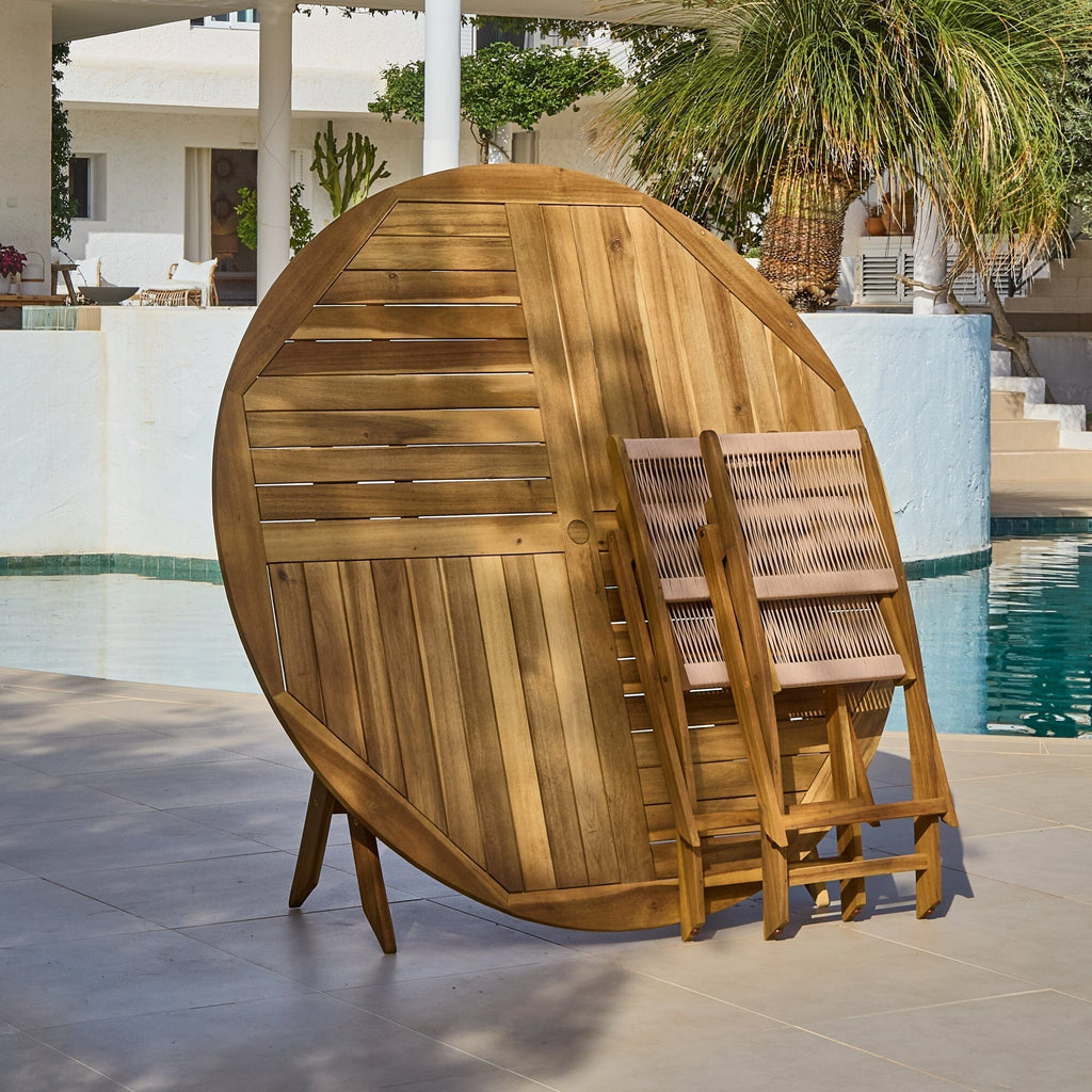 Ashby 8 Seater Wooden Round Garden Dining Set with 8 Cove Rope Chairs   - 160cm