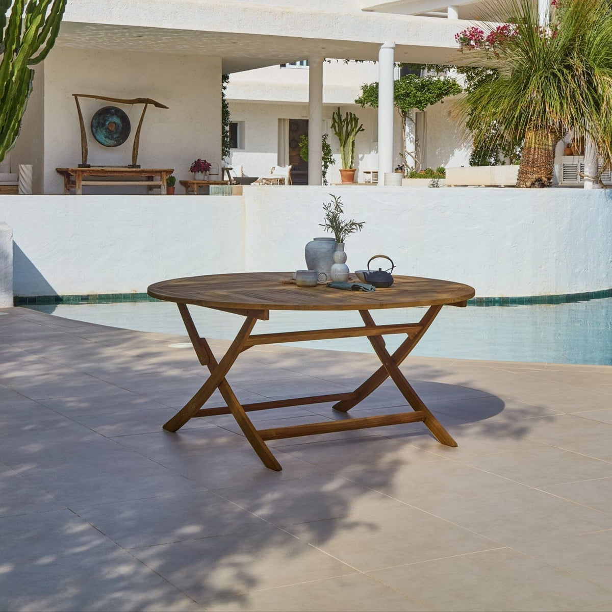 Ashby 8 Seater Wooden Round Garden Dining Set with 8 Cove Rope Chairs   - 160cm