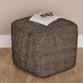 Outlet - Atcham Wool & Cotton Ottoman Stool - Black