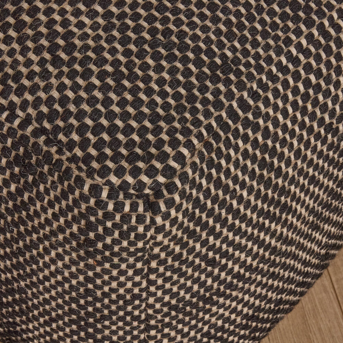 Outlet - Atcham Wool & Cotton Ottoman Stool - Black