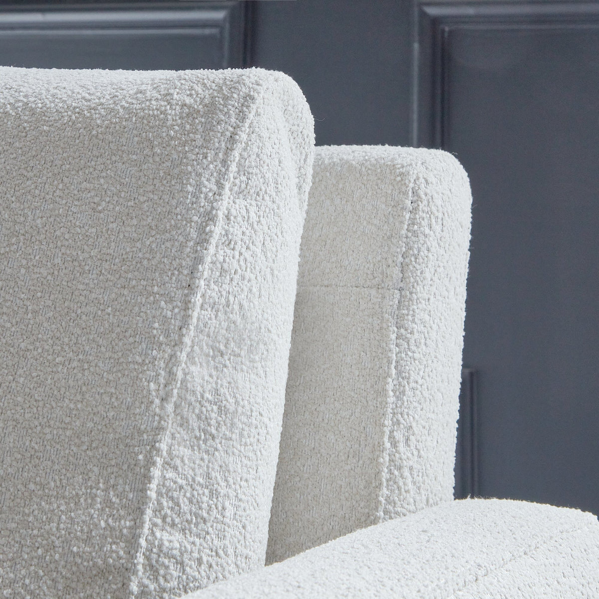 Ava 2 Seater Sofa - Light Beige Boucle with Black Oak legs
