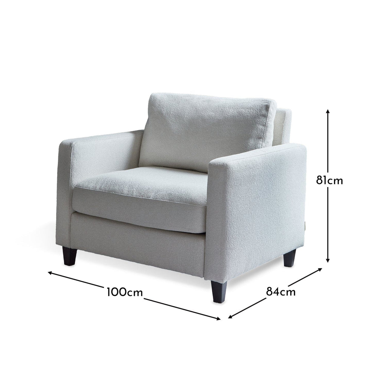 Ava Light Beige Boucle Armchair - Black Oak Legs