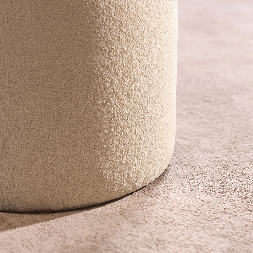 Abigail Storage Pouffe/Footstool - Light Beige Boucle