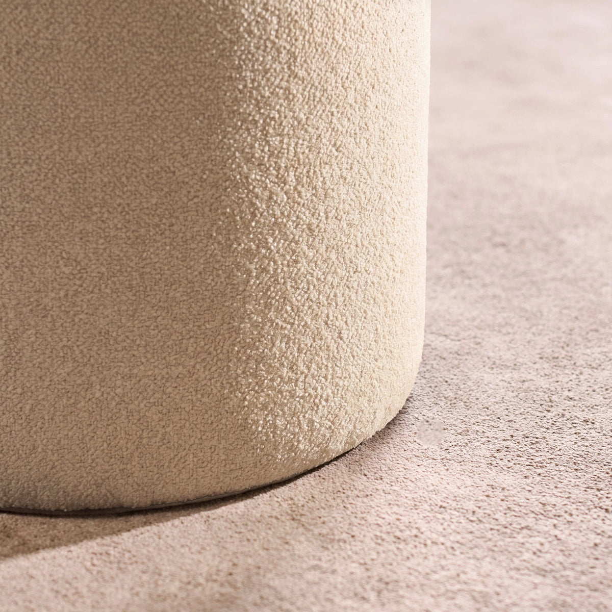 Abigail Storage Pouffe/Footstool - Light Beige Boucle