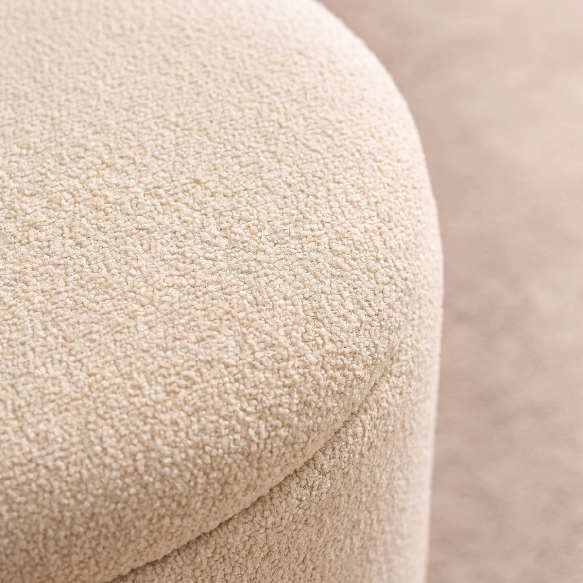 Abigail Storage Pouffe/Footstool - Light Beige Boucle