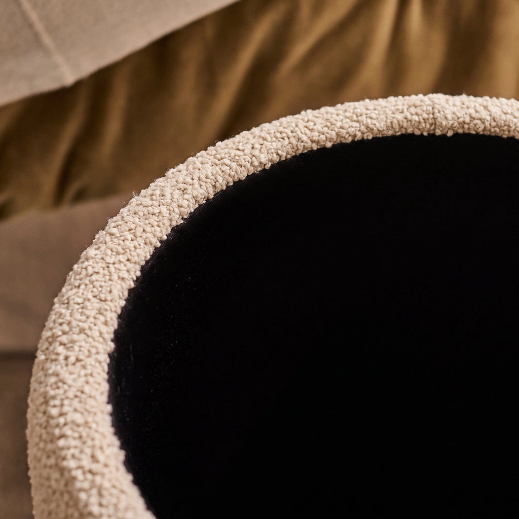 Abigail Storage Pouffe/Footstool - Light Beige Boucle