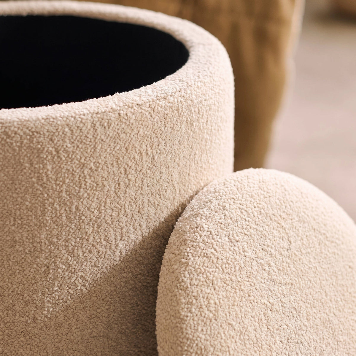 Abigail Storage Pouffe/Footstool - Light Beige Boucle