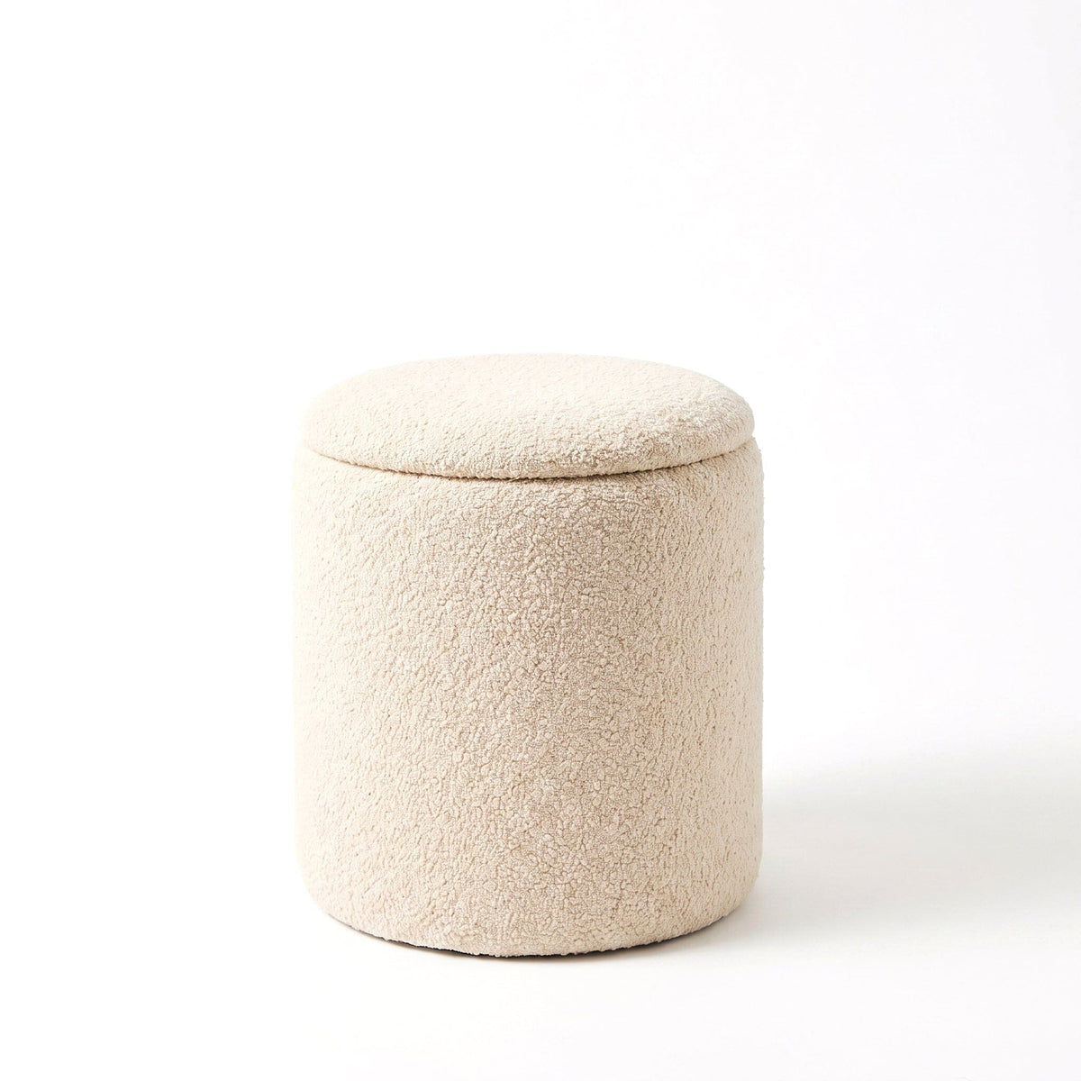 Abigail Storage Pouffe/Footstool - Light Beige Boucle
